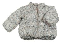 Smetanovo-modro-růžová květovaná šusťáková zimní bunda H&M