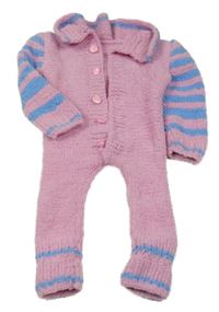 Růžovo-modrý plyšový overal s límečkem 