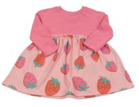 Neonově růžové teplákové šaty s jahodami DUNNES