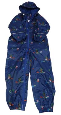 Tmavomodrá šusťáková jarní funkční kombinéza s Peppou a Tomíkem a kapucí Regatta