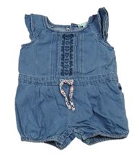 Modrý lehký riflový kraťasový overal s výšivkou Obaibi 