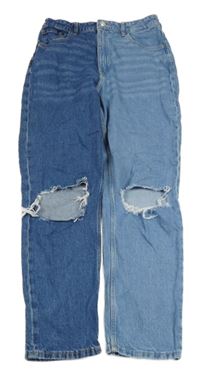 Světlemodro-tmavomodré rifle s dírami na kolenou H&M