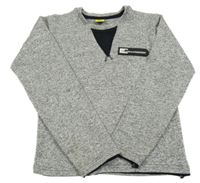 Šedý melírovaný svetr s nášivkou 