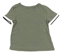 Khaki-bílo-černé crop tričko H&M