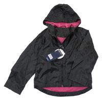Nové - Černo-růžová šusťáková podzimní bunda s kapucí M&S
