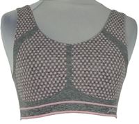 Dámský šedo-růžový vzorovaný sportovní crop top