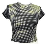 Dámské černo-bílo-žluté puntíkované crop tričko Bershka 