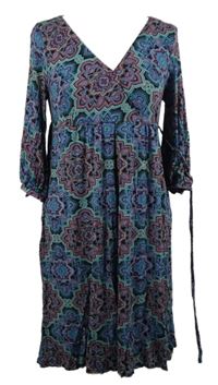 Dámské modro-purpurovo-tyrkysové vzorované šaty Dorothy Perkins 