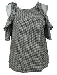 Dámská černo-bílá vzorovaná halenka s volnými rameny C&A