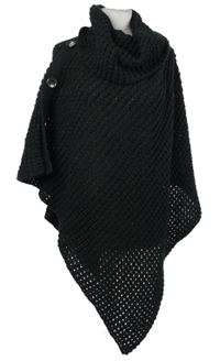 Dámské černé svetrové pončo s rolákem Laura Torelli