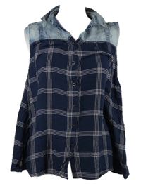 Dámská tmavomodro-modrá kostkovaná halenka Janina 