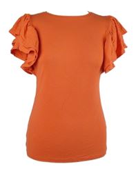 Dámská korálová žebrovaná halenka s volánky TU 