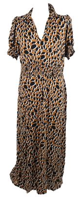 Dámské hnědo-černé vzorované midi šaty 