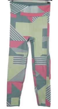 Dámské modro-růžovo-zelené vzorované sportovní funkční legíny Sweaty Betty 