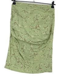 Dámská světlezelená kytičkovaná těhotenská sukně 