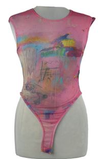 Nové - Dámské růžovo-barevné vzorované tylové body Zara 