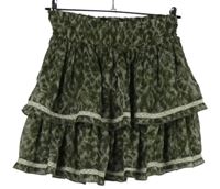 Dámská khaki vzorovaná šifonová sukně s pruhy