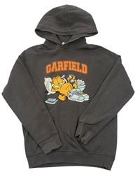 Šedá mikina s Garfieldem a kapucí zn. H&M