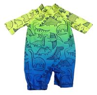 Žluto-zeleno-modrý UV overal s dinosaury Next