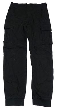 Černé plátěné cuff kalhoty s kapsami H&M