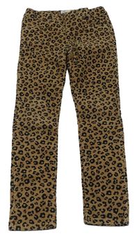 Béžové elastické manšestráky s leopardím vzorem H&M