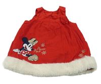Červené manšestrové šaty s Minnie Disney
