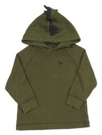 Khaki žebrované triko s kapucí s ostny Next