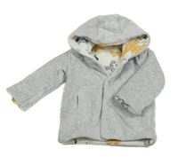 Světlešedá sametová zateplená oboustranná propínací mikina s kapucí M&S