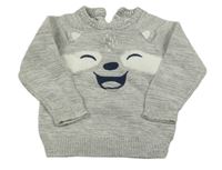 Šedý melírovaný svetr s medvědem C&A