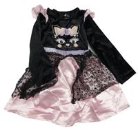 Kostým - černo-růžové sametovo/tylové šaty s kočičkou George