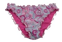 Světlemodro-fuchsiové vzorované třpytivé plavkové kalhotky 