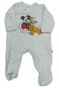 Bílý puntíkatý sametový overal s Mickeym Disney