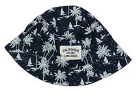Tmavomodro-bílý klobouk s palmami H&M 92/104