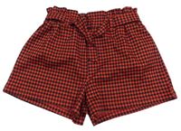 Červeno-černé vzorované kraťasy s páskem Primark 