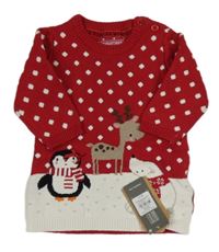 Červené puntíkaté pletené šaty se sobem Primark