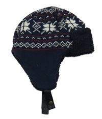 Tmavomodrá vzorovaná pletená beranice 