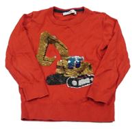 Červený svetr s překlápěcími flitry C&A