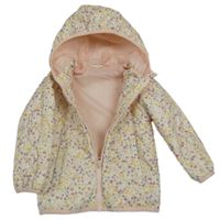 Smetanovo-barevná květovaná šusťáková jarní bunda s kapucí George