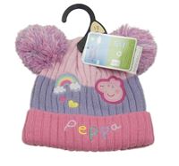 Nové - Růžovo-fialová čepice s Pepinou a bambulemi 