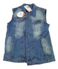 Nové - modrá riflová vesta s kapsami 