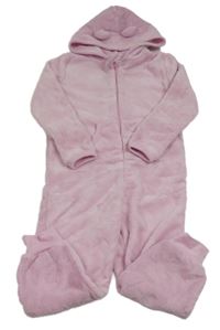 Světlerůžová plyšová kombinéza s kapucí Kiki&Koko