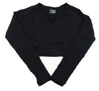 Černé sportovní crop triko s průstřihy SHEIN