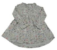 Šedé melírované bavlněné šaty se zvířaty Next
