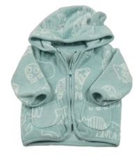Světlemodrá fleecová propínací mikina s dinosaury a kapucí George