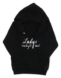 Černá mikina s nápisem a kapucí