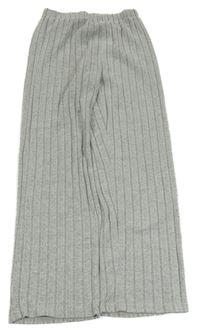 Šedé žebrované úpletové kalhoty Shein