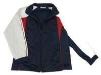 Tmavomodro-bílo-červená sportovní propínací mikina 