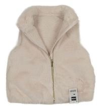 Nové - Světlerůžová kožešinová zateplená vesta Dunnes