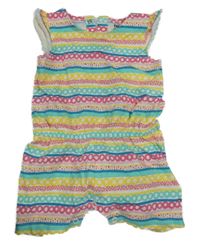 Bílo-barevný vzorovaný kraťasový overal Lupilu