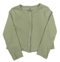 Zelenošedé žebrované propínací crop triko H&M